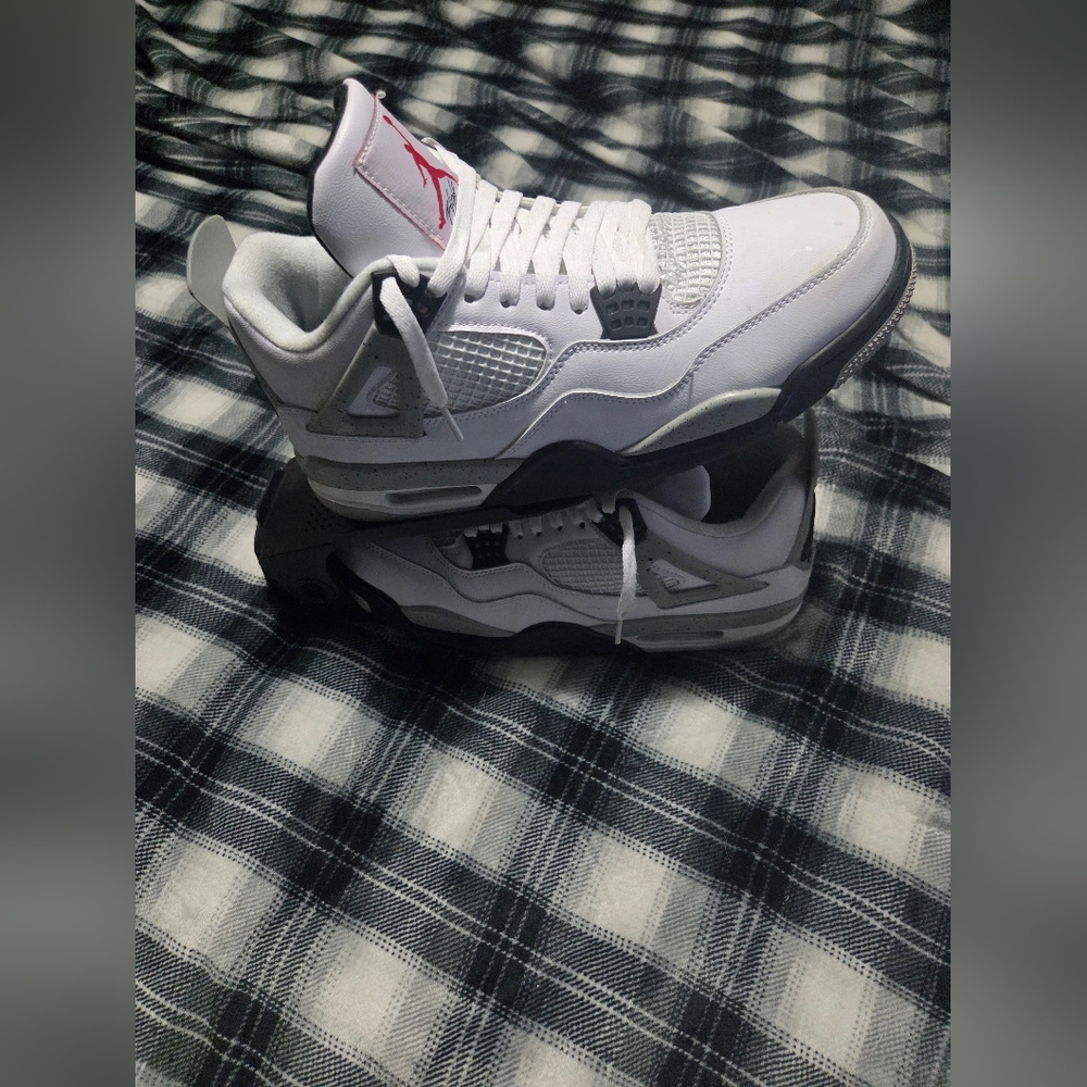 Jordan 4 White Cement White and Gray Sneakers Size 10.5 US
